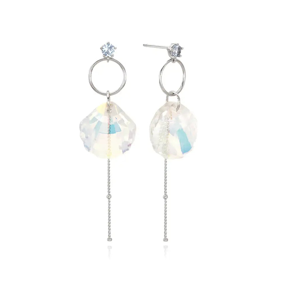 CLUE - Crystal Shell Drop Silver Earrings - CLUE - Jewelry - Harumio