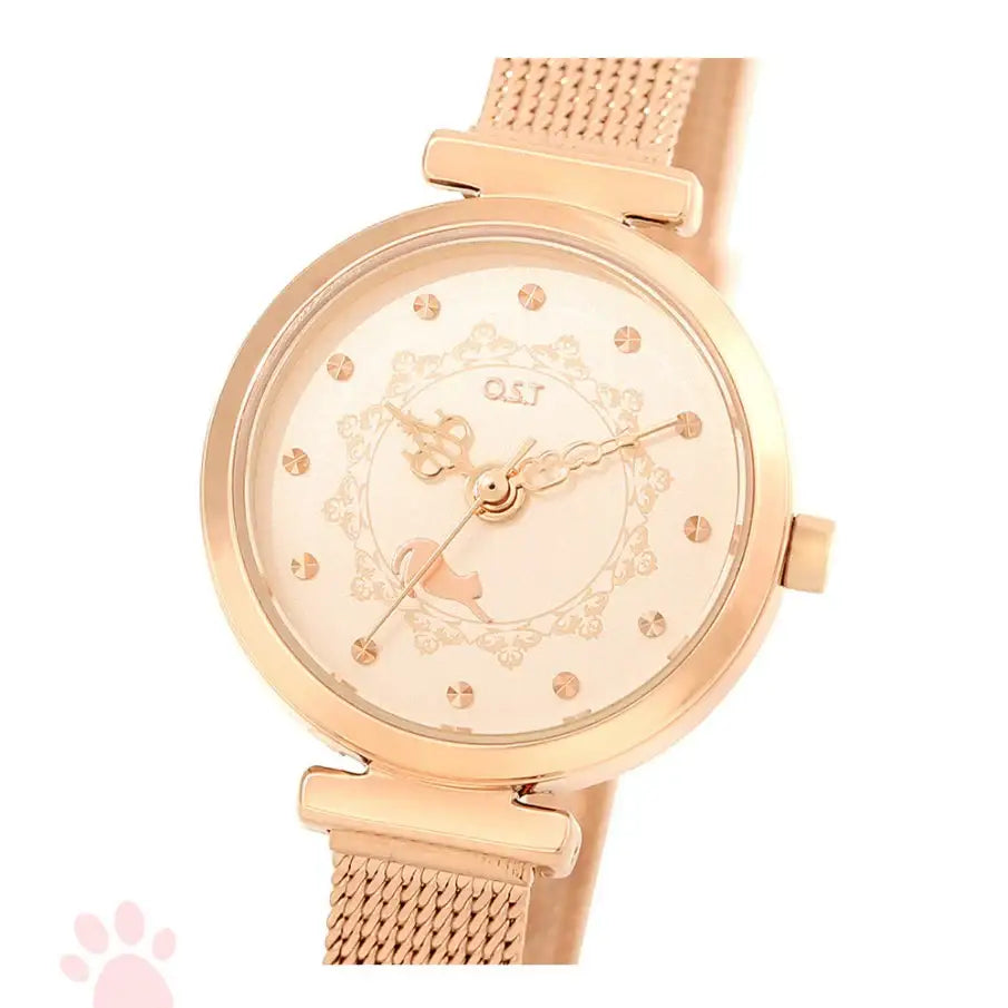 OST - My Little Friends - Cat Rose Gold Mesh Metal Watch - My Little Friends - Jewelry - Harumio