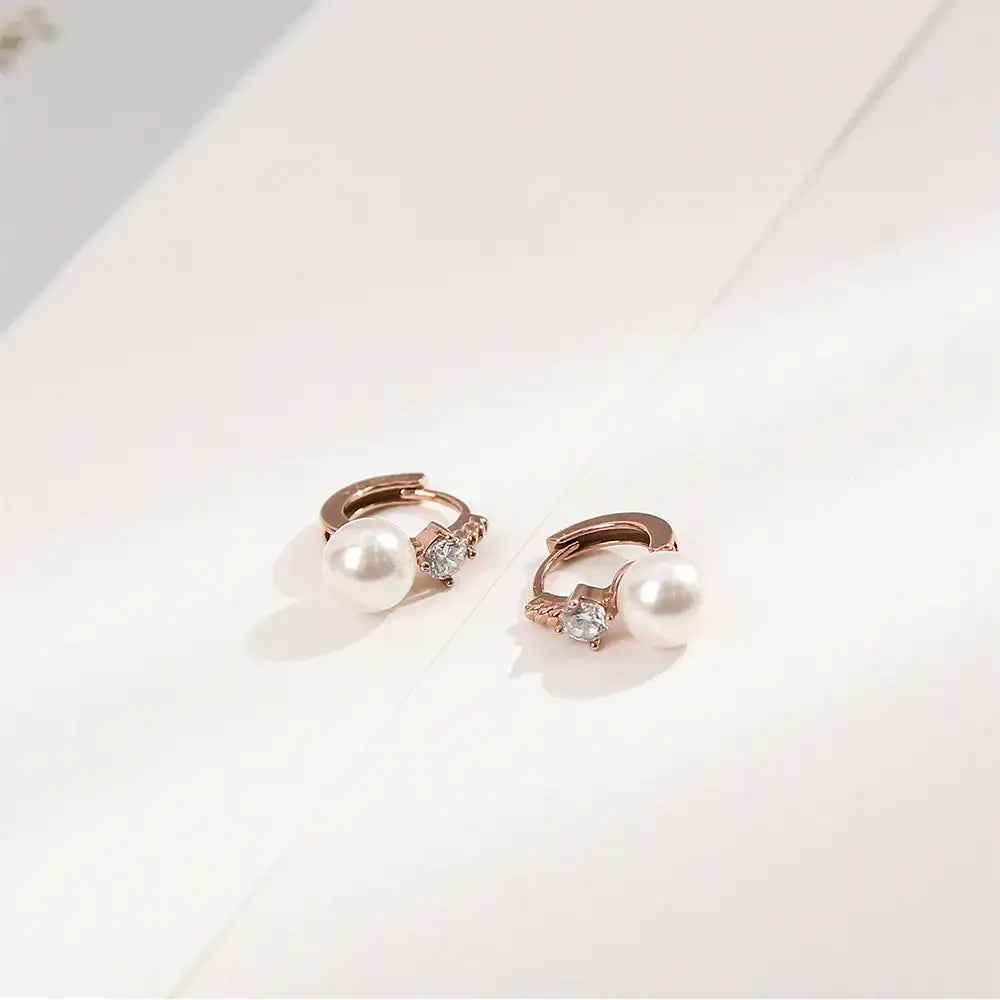 CLUE - Pearl Point One-Touch Rose Gold Earrings - CLUE - Jewelry - Harumio