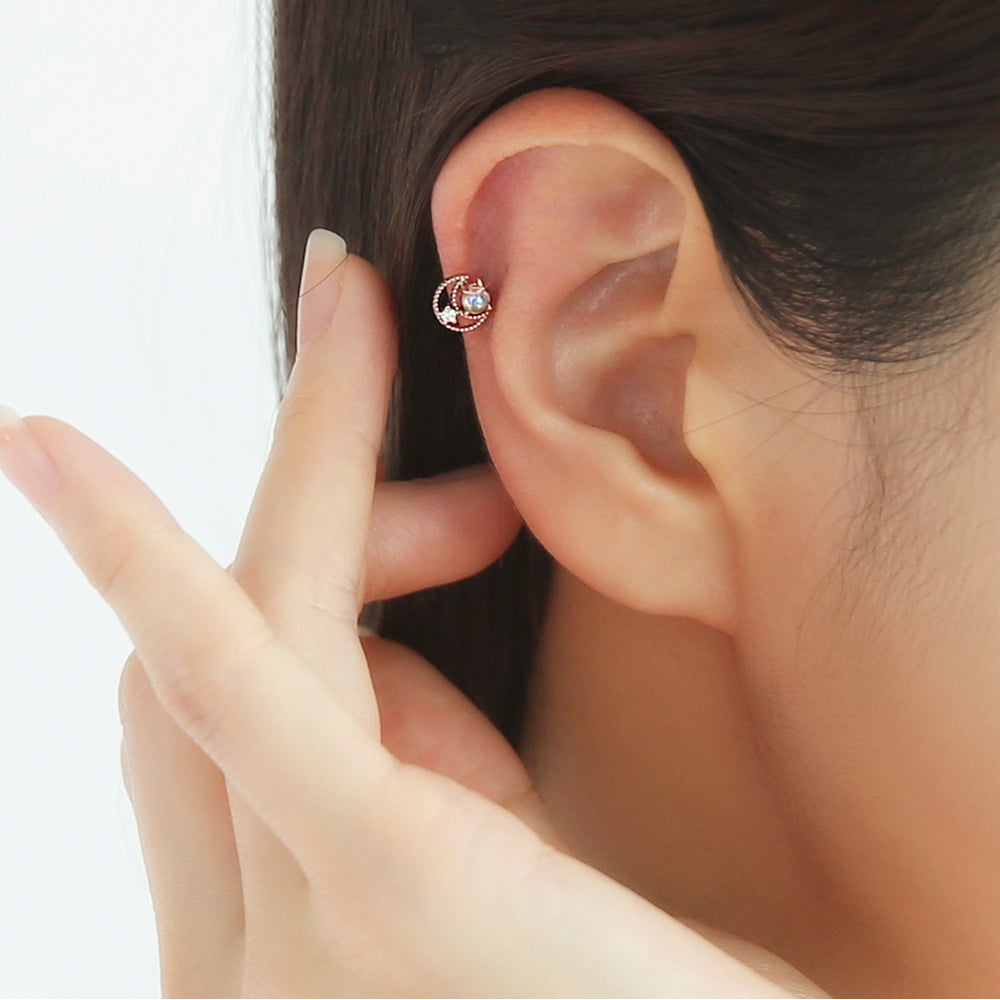 OST - Opal Rose Gold Planet Ear Pierce (October)