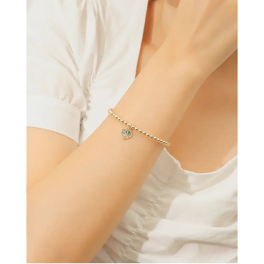 CLUE - 14K Gold Filled Eternal Emerald Stone Heart Bracelet - CLUE - Jewelry - Harumio