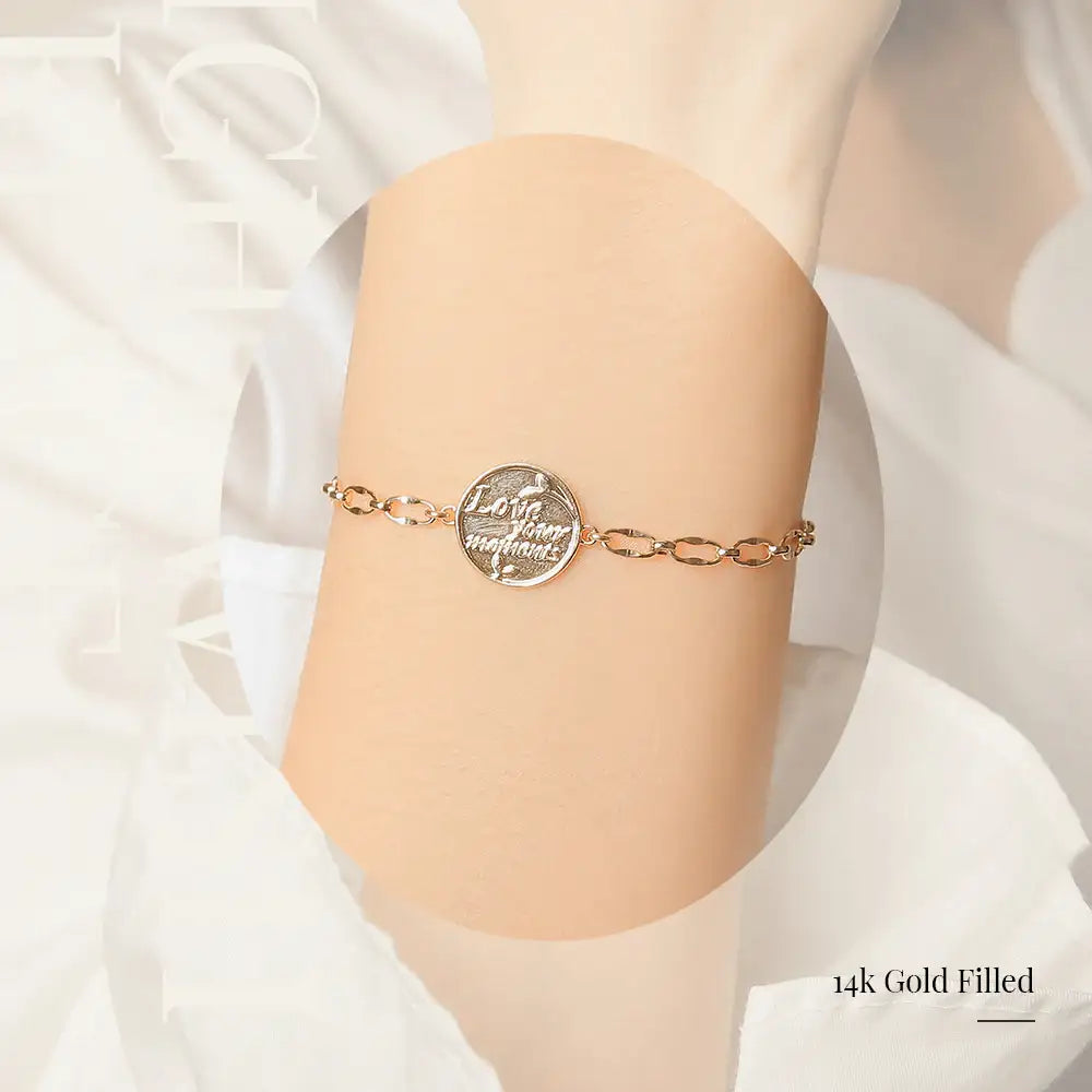 CLUE - 14K Gold Filled Bright Wish Initial Coin Bracelet - CLUE - Jewelry - Harumio