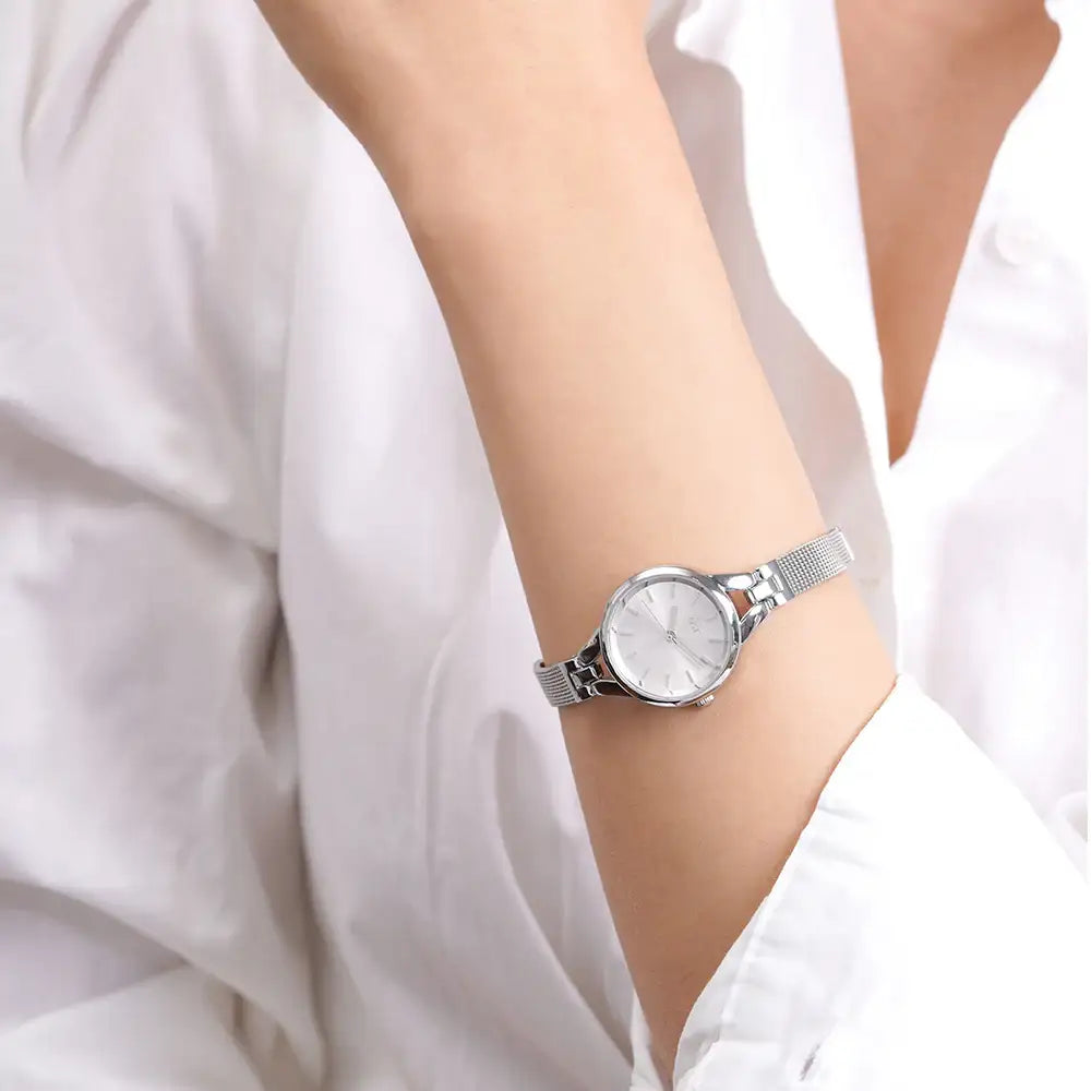 OST - Simple Basic Bracelet Bezel Silver Mesh Watch - OST - Watch - Harumio