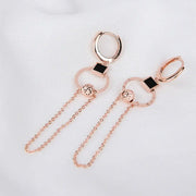 CLUE - Black Clip Chain Drop Rose Gold Earrings - CLUE - Jewelry - Harumio