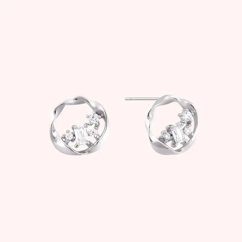 CLUE - Basic Cubic Round Silver Earrings - CLUE - Jewelry - Harumio