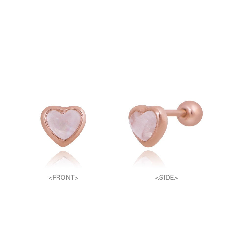 CLUE - Wish Spell Natural Stone Heart Silver Ear Piercing