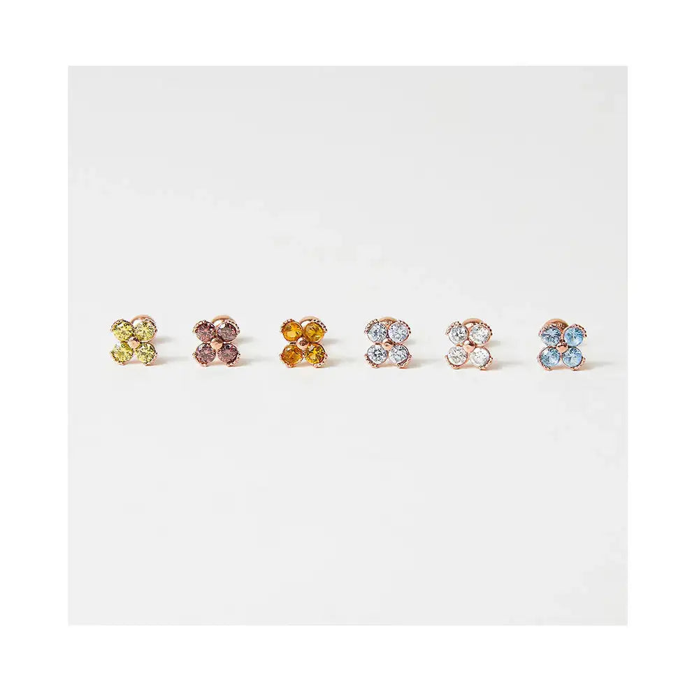 CLUE - Blossom 14K White Gold Ear Pierce (Birthstone) - CLUE - Jewelry - Harumio