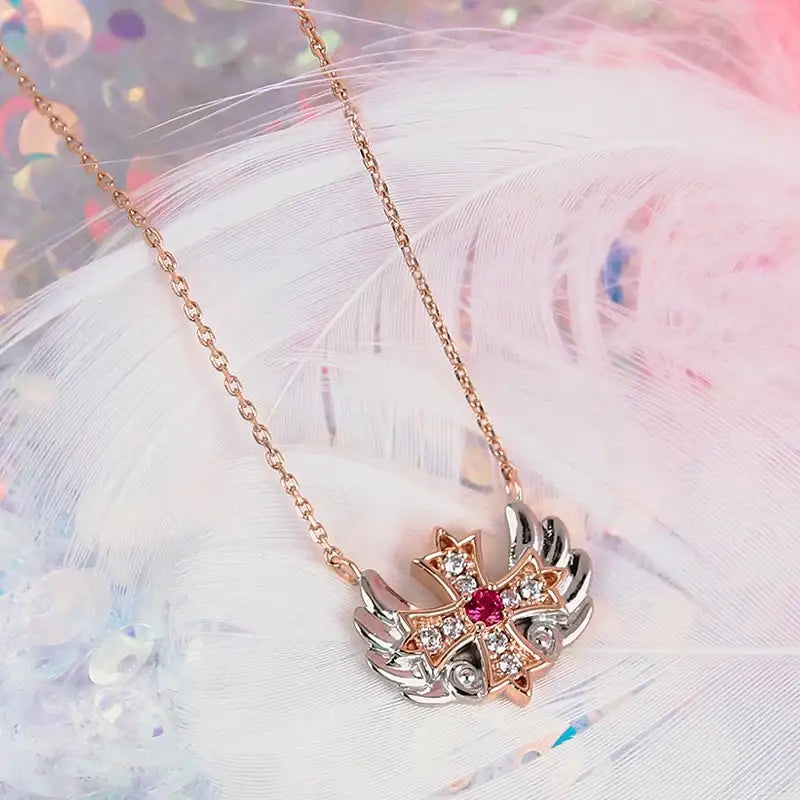 Saint Tail x Clue - Angel Wing Cross Silver Necklace - CLUE - Jewelry - Harumio