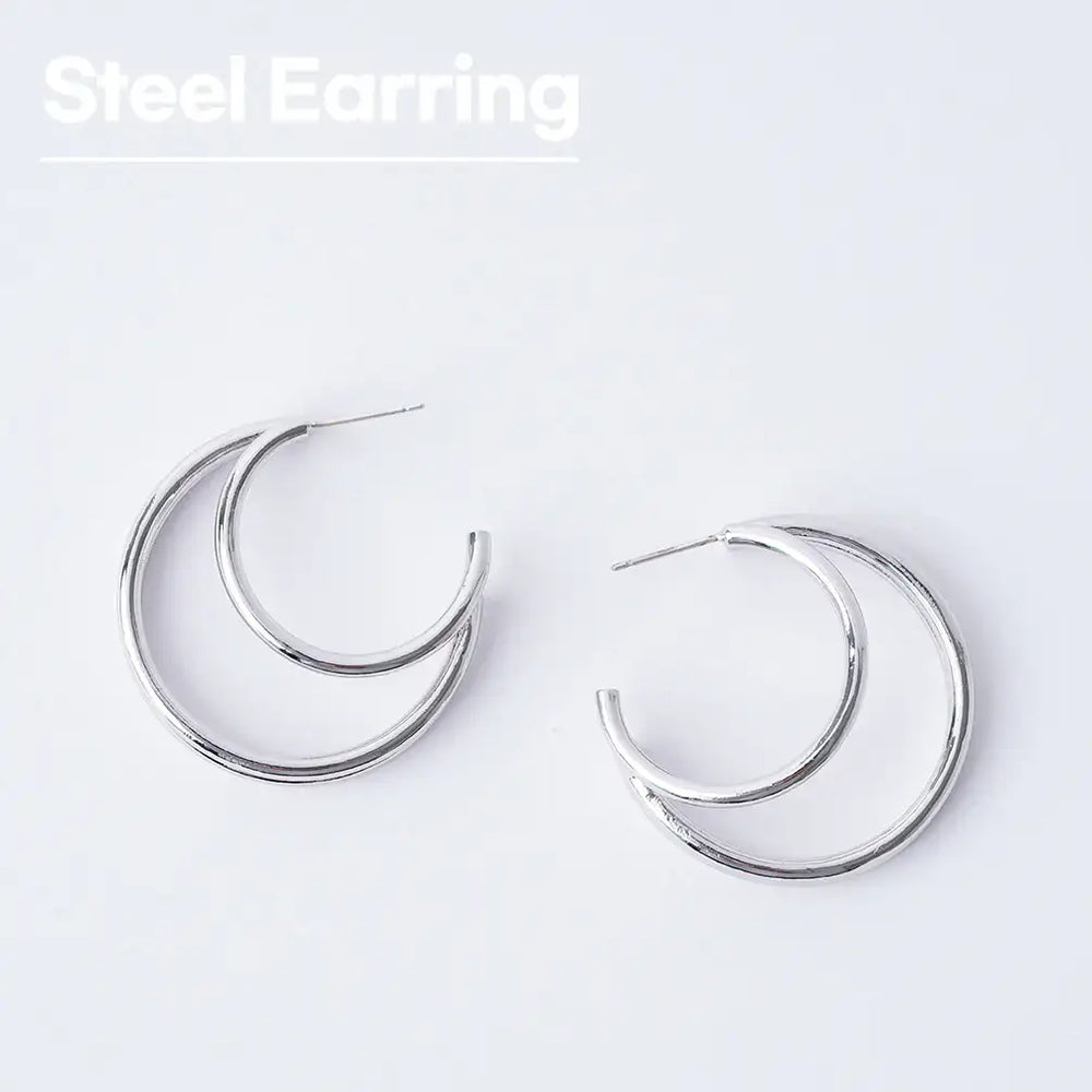 OST - Unique Double Circle Ring Earring - OST - Jewelry - Harumio