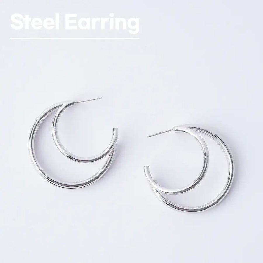 OST - Unique Double Circle Ring Earring - OST - Jewelry - Harumio