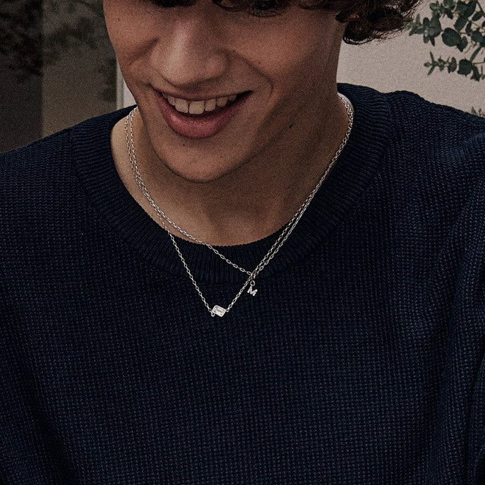 OST - 'M' Initial Silver Drop Necklace