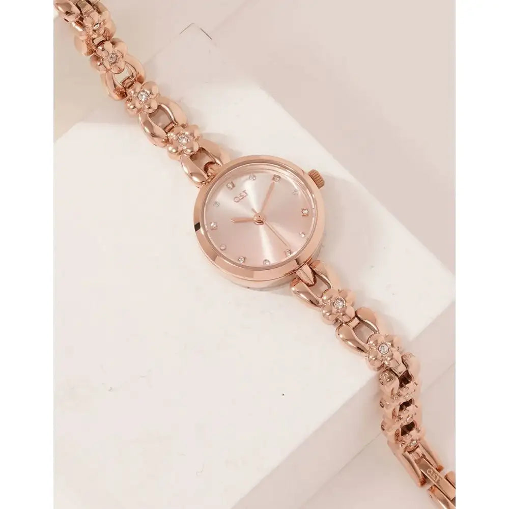 OST Flower Band Rose Gold Metal Watch Harumio