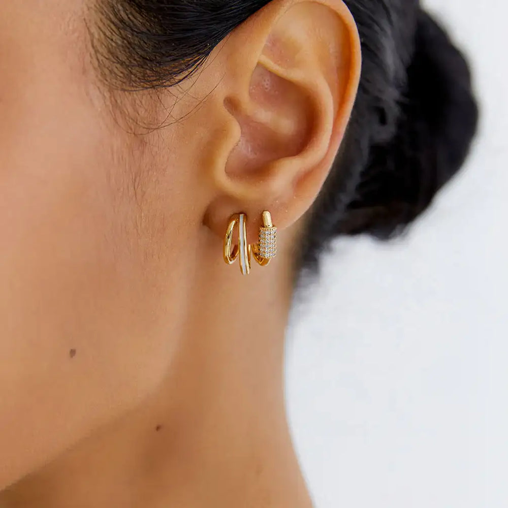 OST - POPTS Collection White Basic Double Ring Earrings - OST - Jewelry - Harumio