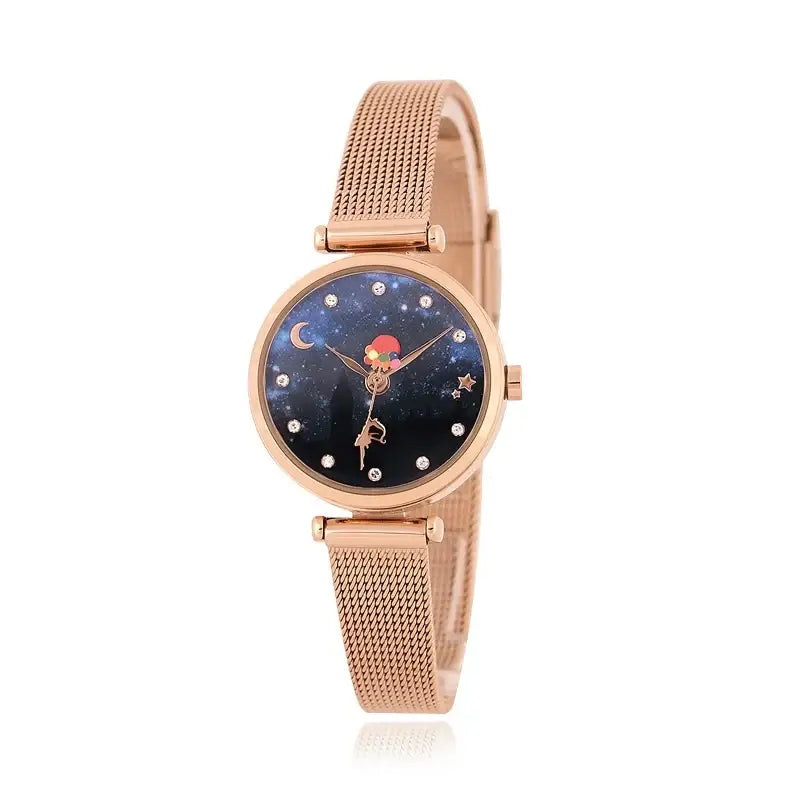 Saint Tail x Clue - Aurora Illusion Stick Rose Gold Mesh Watch - CLUE - Jewelry - Harumio