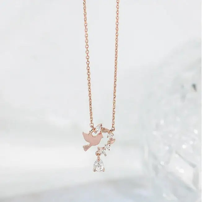 CLUE - Fortune April Dove Silver Necklace - CLUE - Jewelry - Harumio