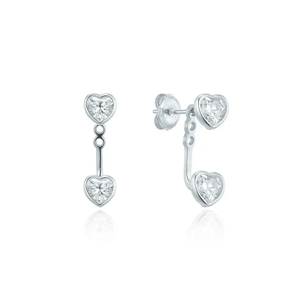 OST - Two Way Double Heart Ear Jacket - OST - Jewelry - Harumio