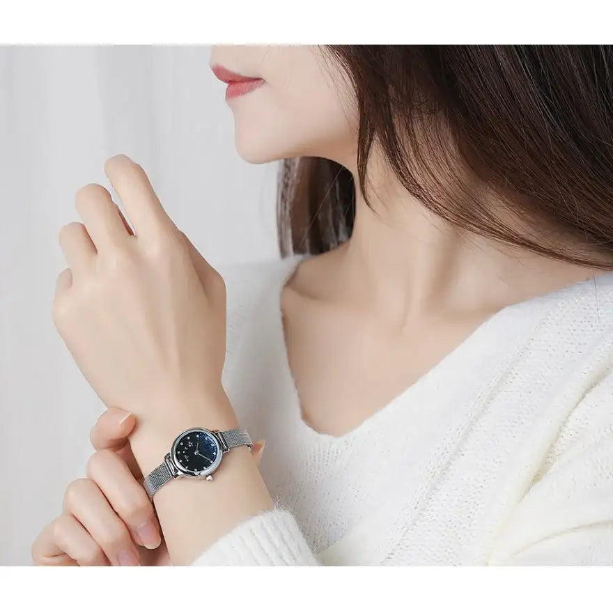 CLUE - Holiday Glitter Night Sky Silver Mesh Watch - CLUE - Watches - Harumio