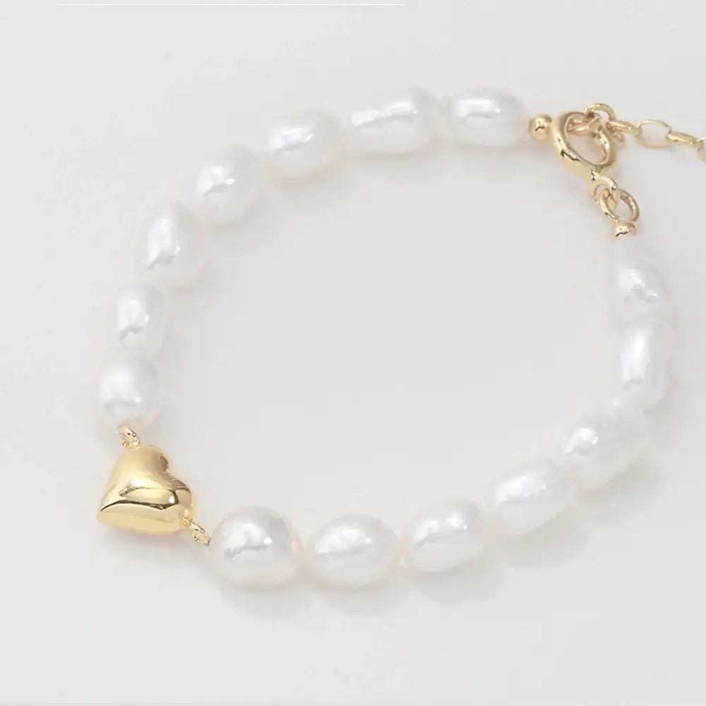 OST - Plump Heart Point Freshwater Pearl Bracelet - OST - Jewelry - Harumio
