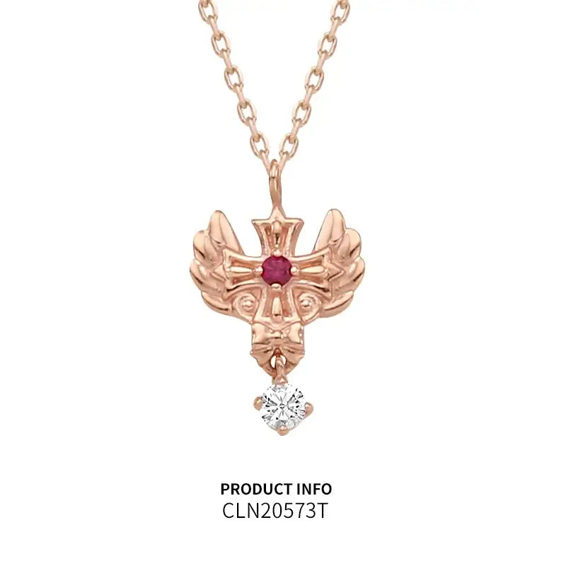 Saint Tail x Clue - Angel Wing Cross 10K Gold Necklace - CLUE - Jewelry - Harumio