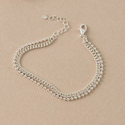 CLUE - Layered Curb Chain Integrated Silver Bracelet - CLUE - Jewelry - Harumio