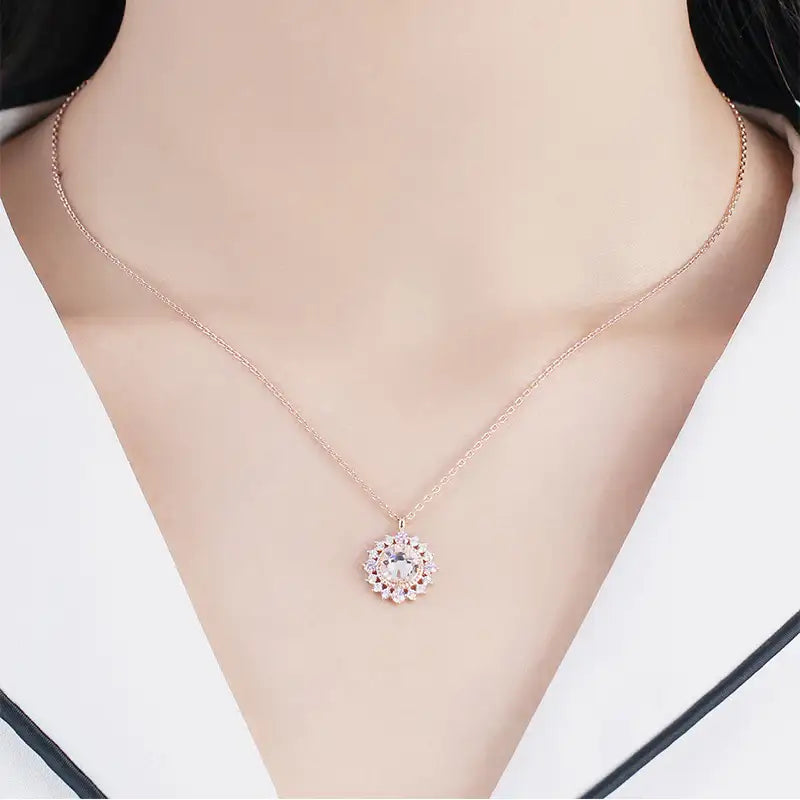 CLUE - Antique Pink Lace Silver Necklace - CLUE - Jewelry - Harumio