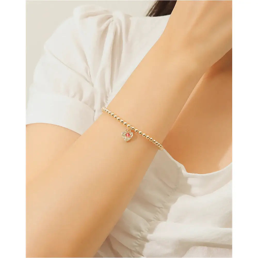 CLUE - 14K Gold Filled Eternal Ruby Stone Heart Bracelet - CLUE - Jewelry - Harumio