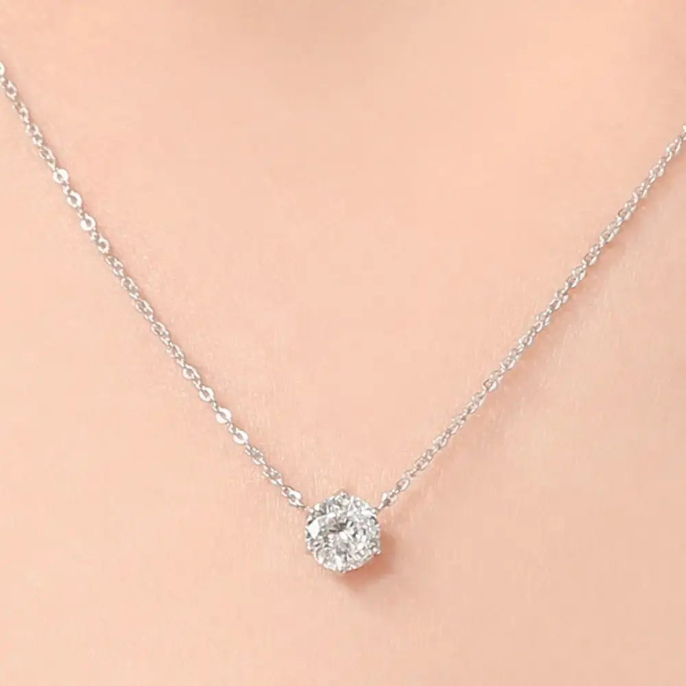 OST - Simulated Diamond 1ct Solitaire Women's Necklace - OST - Jewelry - Harumio