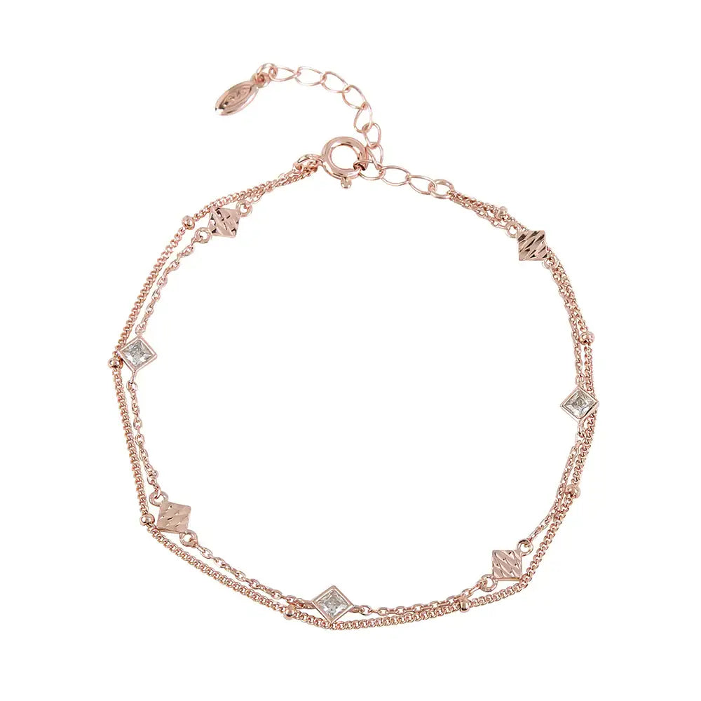 CLUE - Square Double Layer Silver Bracelet - CLUE - Jewelry - Harumio