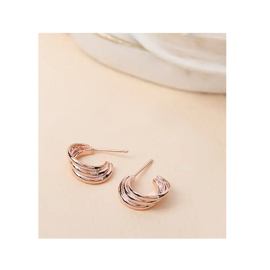 CLUE - Wave Rose Gold Ring Earrings - CLUE - Jewelry - Harumio