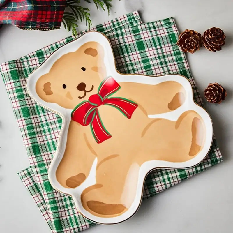 Korean Winter Story - Gold Rim Plate - Big Bear - Modern House - Plates - Harumio