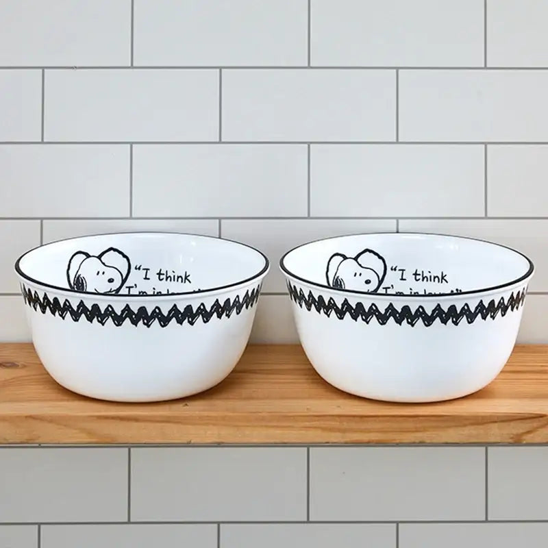 Corelle x Peanuts - Snoopy and Charlie - Noodle Bowl 2P Set - Modern House - Tableware - Harumio