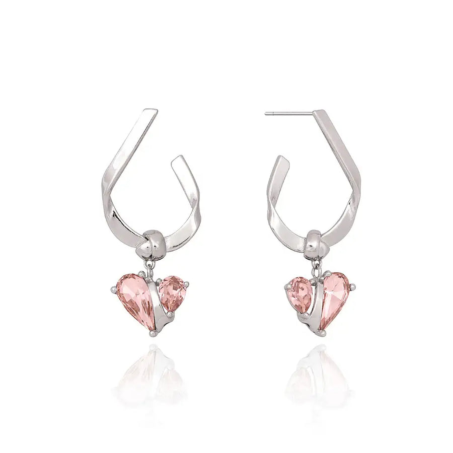 Bloom x Linky Laboratory - Heart Freezing Twisted Silver Earrings - Bloom x Linky Laboratory - Jewelry - Harumio