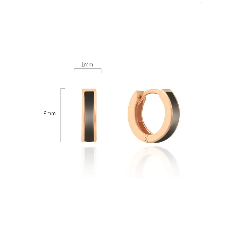 CLUE - Onyx Hoop Ring Silver Earrings - CLUE - Jewelry - Harumio