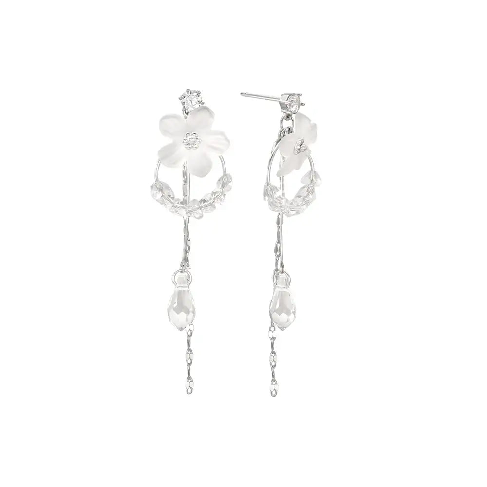 CLUE - Pure White Flower Drop Earrings - CLUE - Jewelry - Harumio