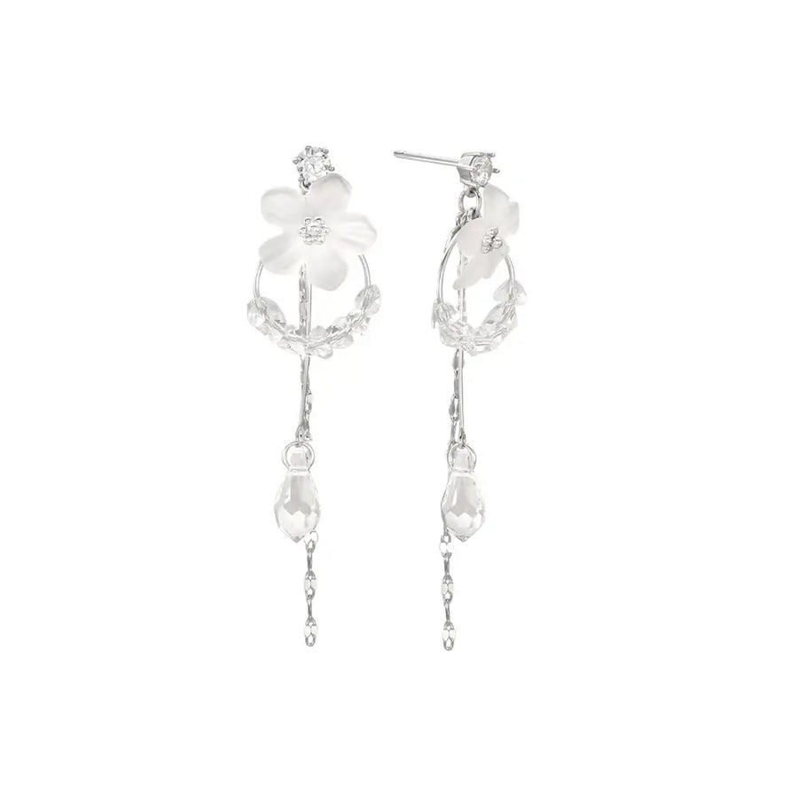 CLUE - Pure White Flower Drop Earrings - CLUE - Jewelry - Harumio