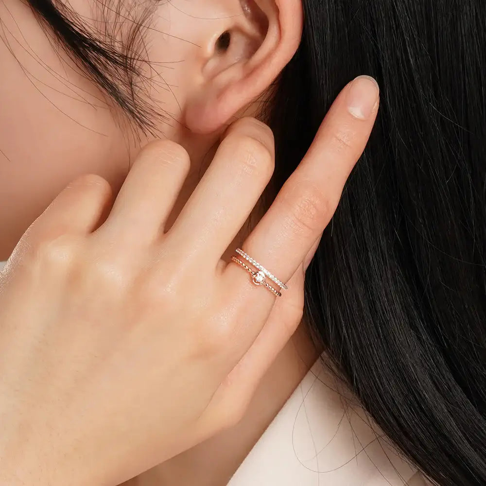 OST - Lucky Lock Horseshoe Double Silver Ring - OST - Jewelry - Harumio