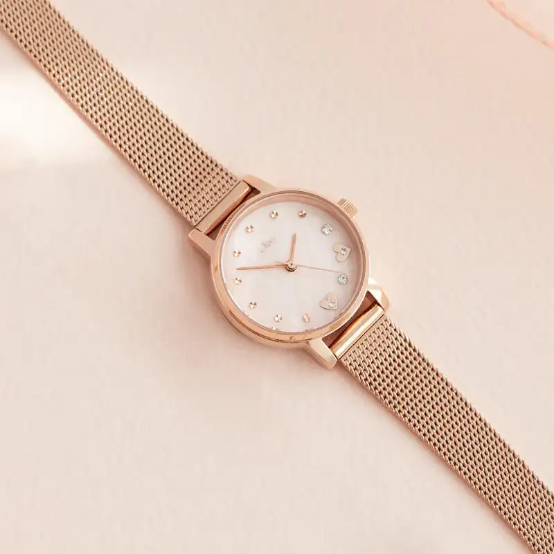 CLUE - Romantic Love Rose Gold Mesh Watch - CLUE - Watches - Harumio