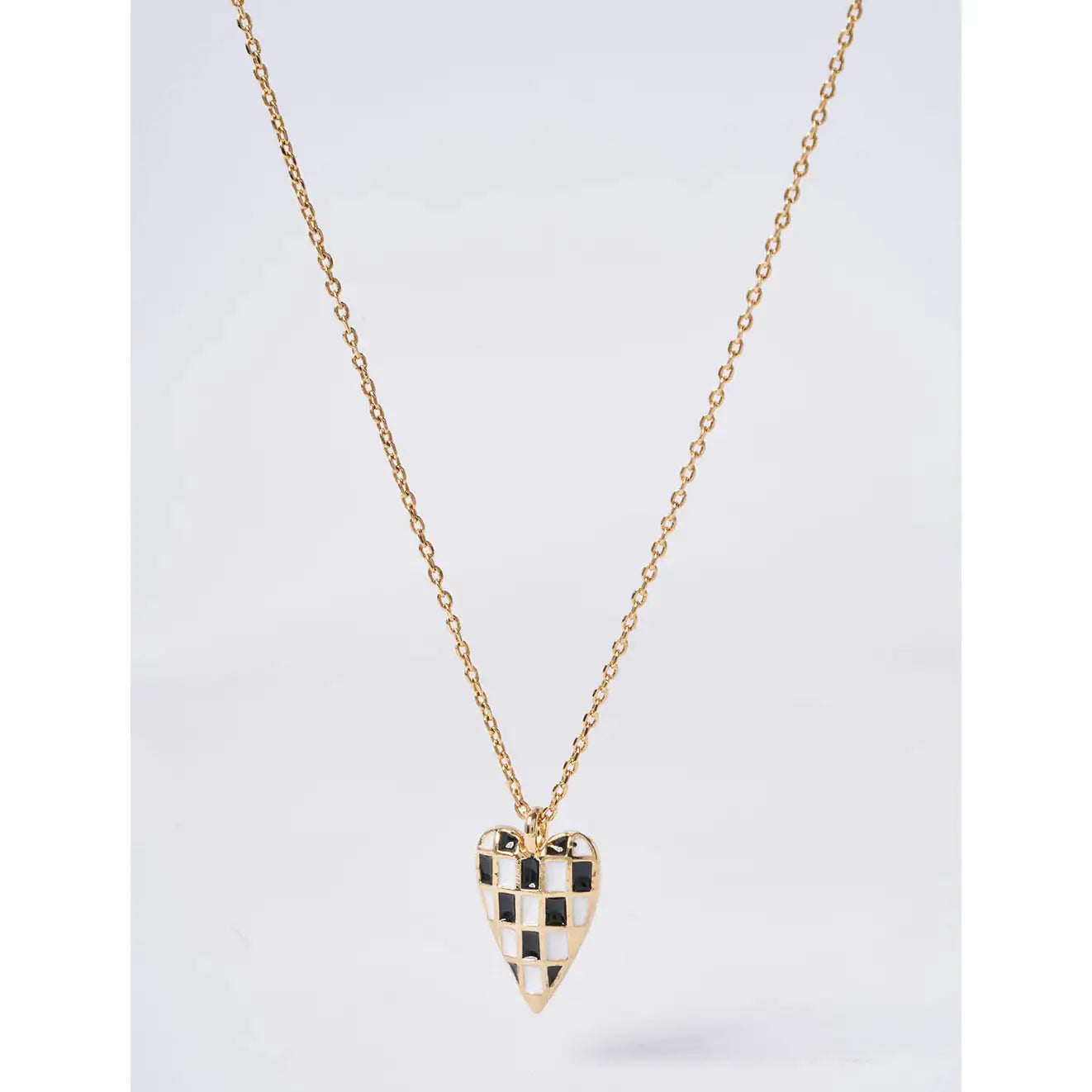 OST - POPTS Collection Black Checkerboard Heart Necklace - OST - Jewelry - Harumio
