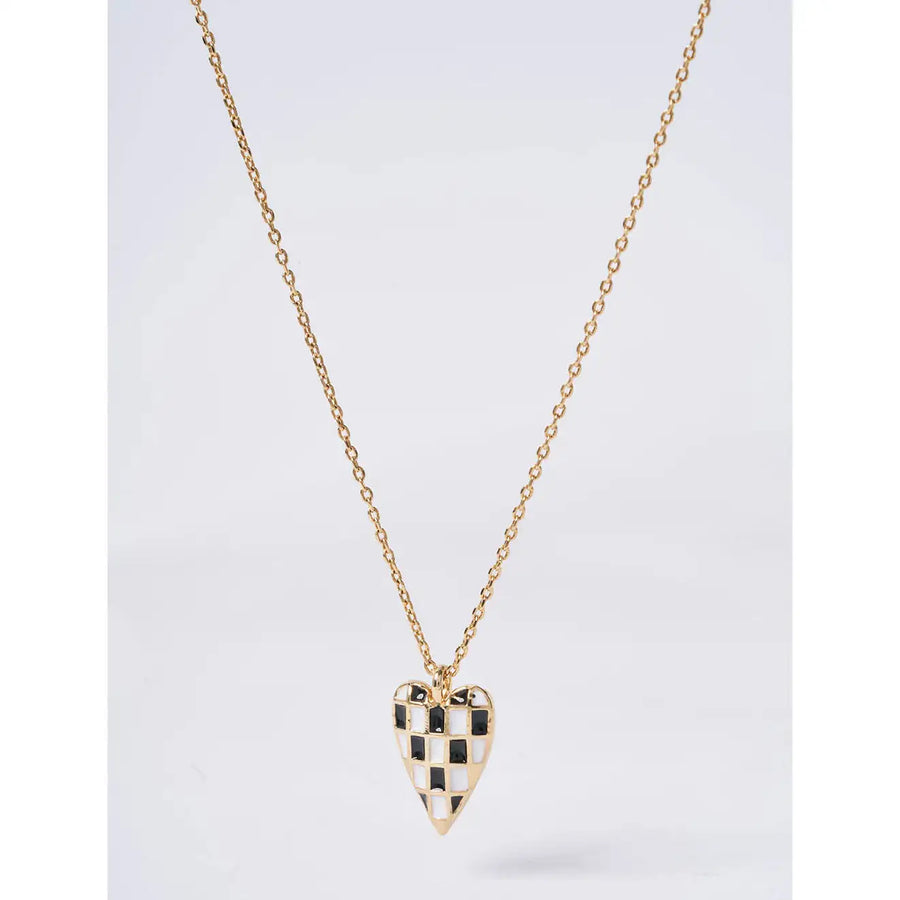 OST - POPTS Collection Black Checkerboard Heart Necklace - OST - Jewelry - Harumio