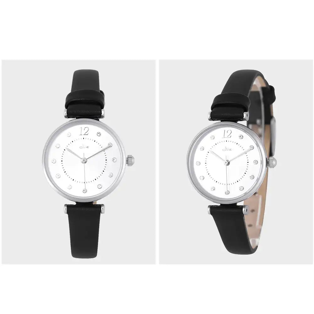 OST - Cubic Circle Black Leather Watch - OST - Jewelry - Harumio