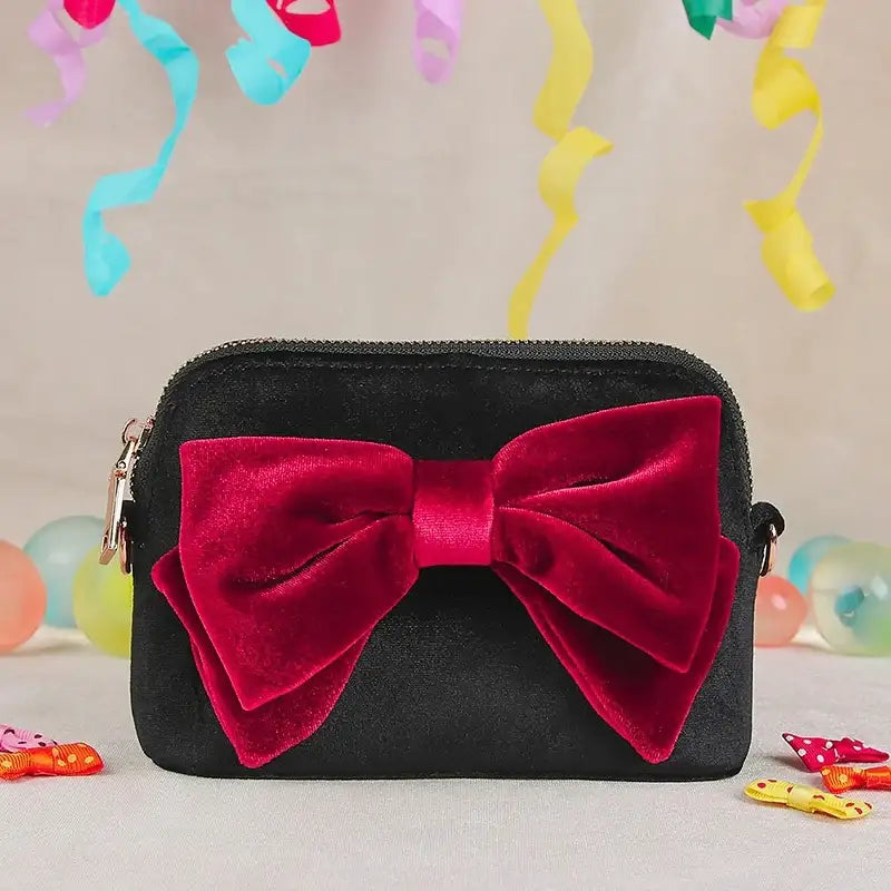 Saint Tail x Clue - Saint Velvet Ribbon Black Pouch - CLUE - Pouch - Harumio