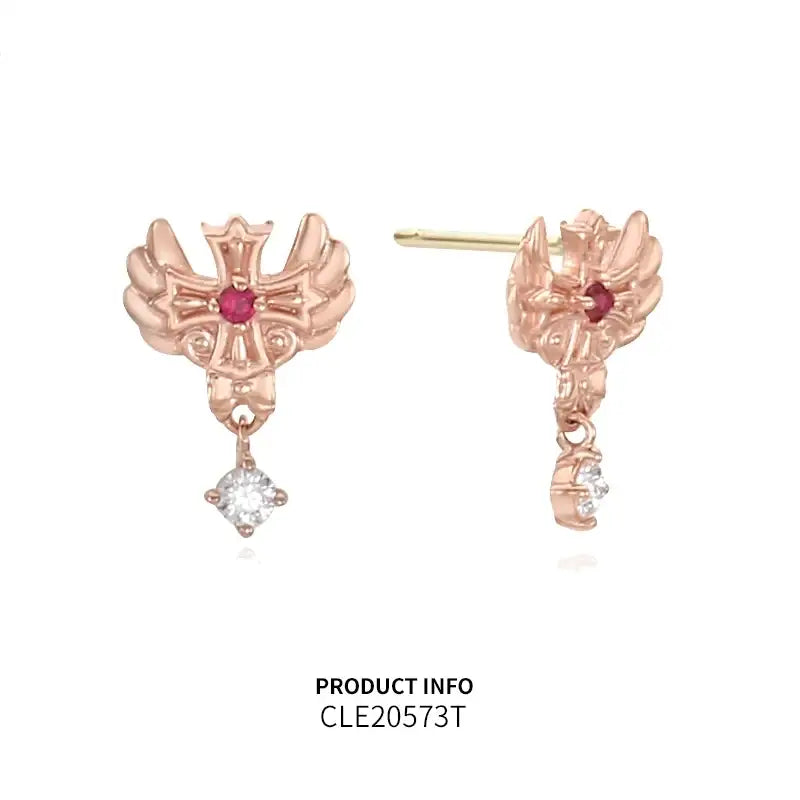 Saint Tail x Clue - Angel Wing Cross 10K Gold Earring - CLUE - Jewelry - Harumio