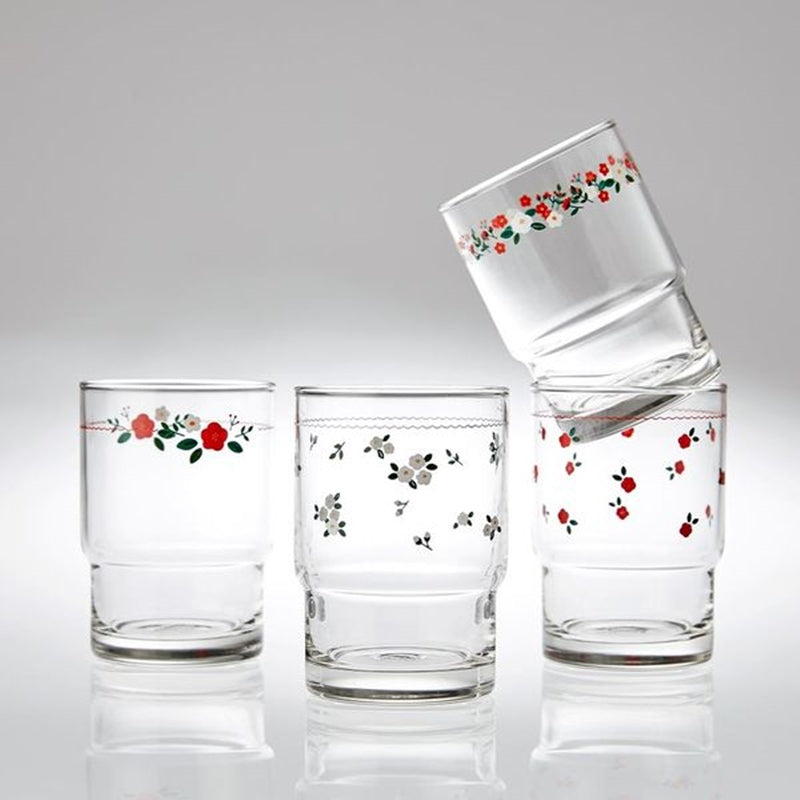 Korean L - Small Flower Garden Glass Cup 4P Set