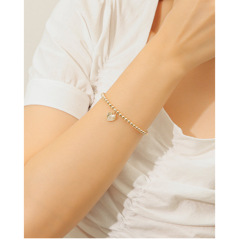 CLUE - 14K Gold Filled Eternal Pearl Stone Heart Bracelet