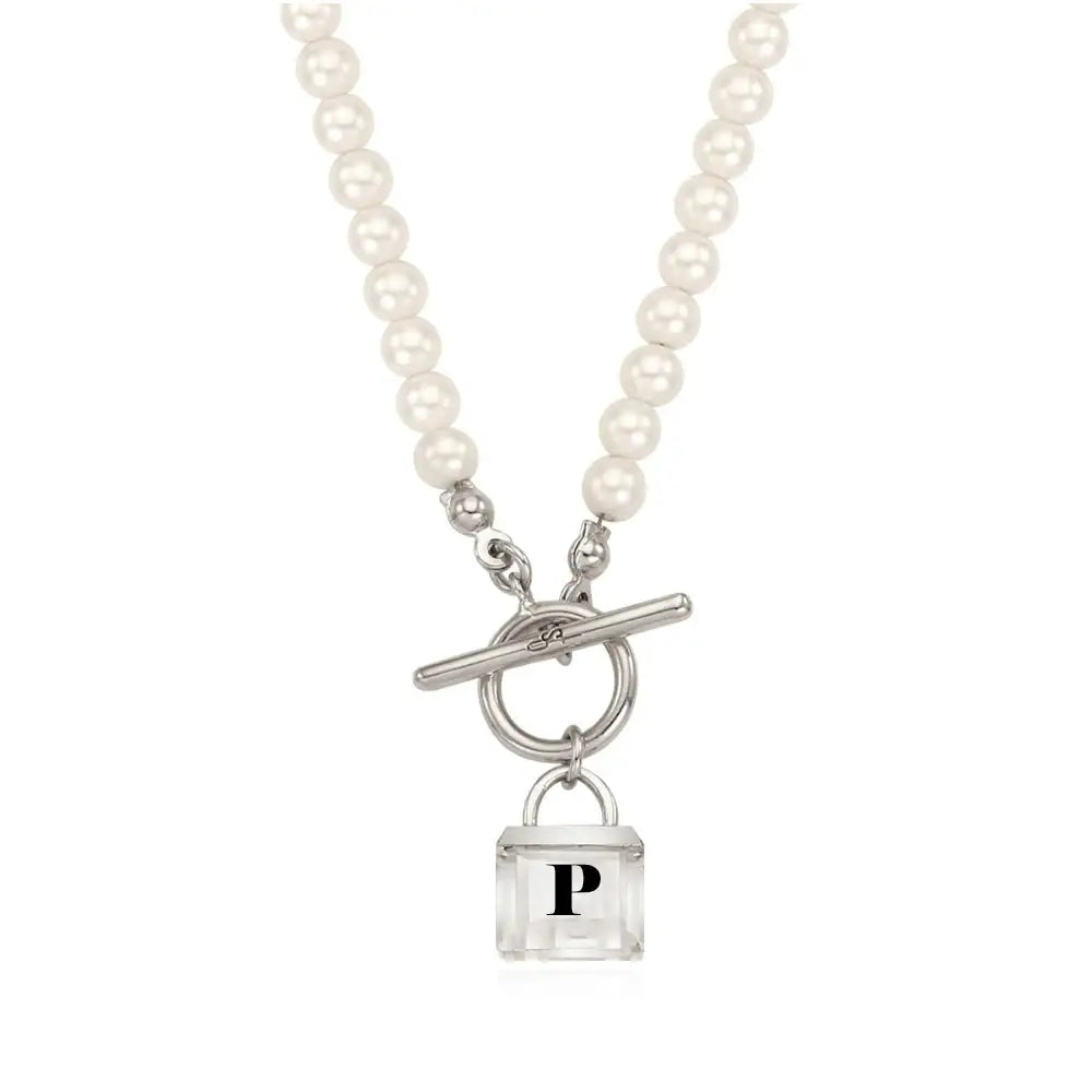OST - Transparent Alphabet Rock Pearl Necklace - OST - Jewelry - Harumio
