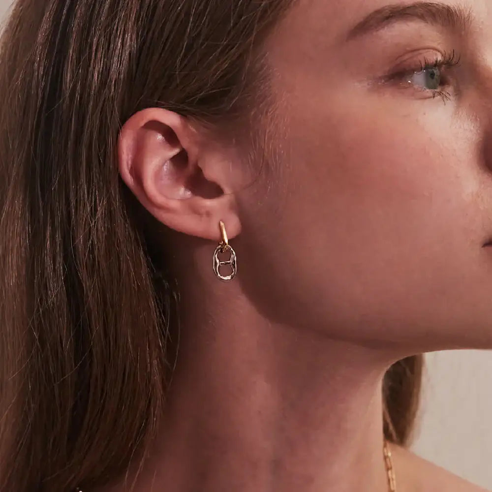 CLUE - Collection Iconic C Two-tone Silver Earrings - CLUE - Jewelry - Harumio