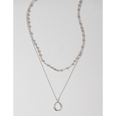 CLUE - Layered Hoop Integrated Silver Necklace