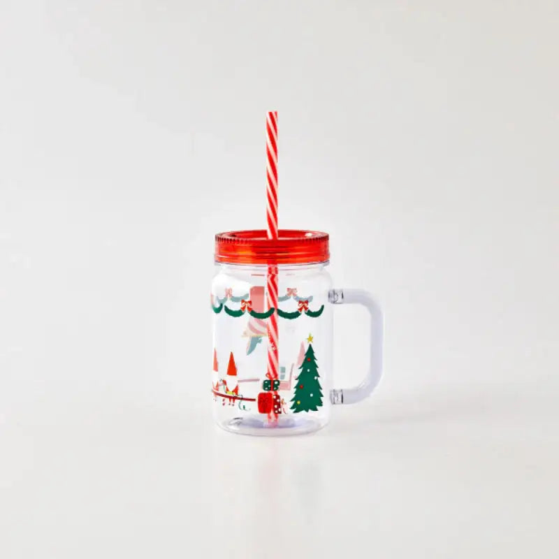 Korean Santa Fairy Village - Tumbler With Handle & Straw - Modern House - Home & Living - Harumio
