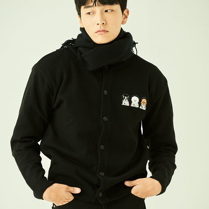Beyond Closet - Apollo Collection Crew Logo Round Knit Cardigan