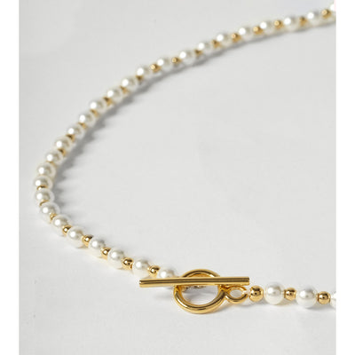 OST - POPTS Collection Basic Pearl Earth Toggle Bar Necklace